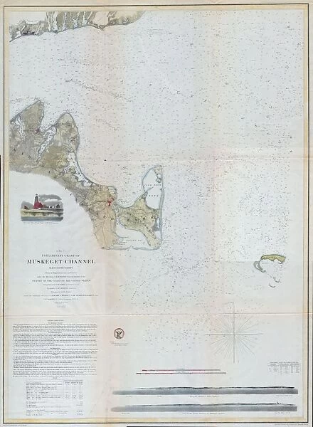 1859, Map of Marthas Vineyard, Marthas Vineyard, Massachusetts, topography, cartography