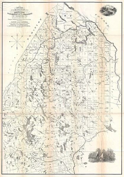 1881, Thomas Sedgwick Steele Map of Maine, topography, cartography, geography, land