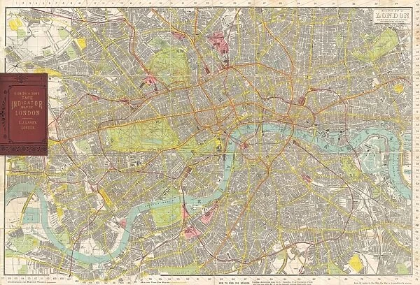 1910, Smiths Tape Indicator, Map of London, Pocket Map, topography, cartography
