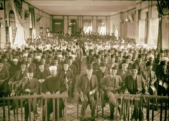 Framed Print : Print of Arab Protest Delegations in Rawdat el Maaref Hall, 1929 Framed Print : Print of Arab Protest Delegations in Rawdat el Maaref Hall, 1929