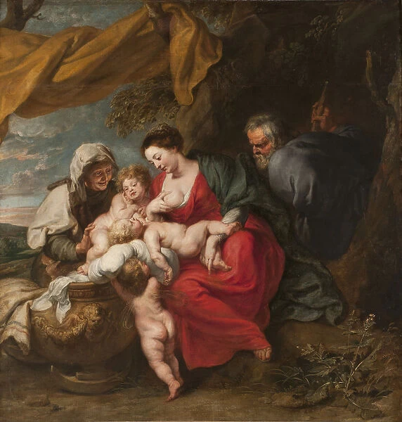 Attributed Jan van den Hoecke Holy Family painting
