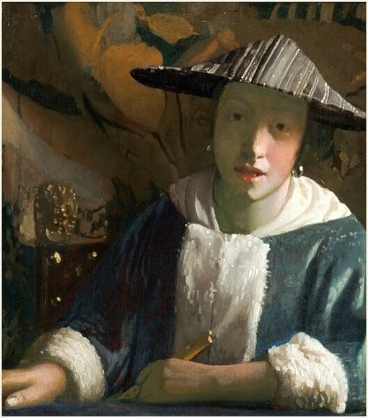 Attributed to Johannes Vermeer, Dutch (1632-1675), Girl with a Flute, probably 1665-1670