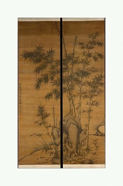 元 李衎 竹石圬 對軸 Bamboo rocks Yuan dynasty
