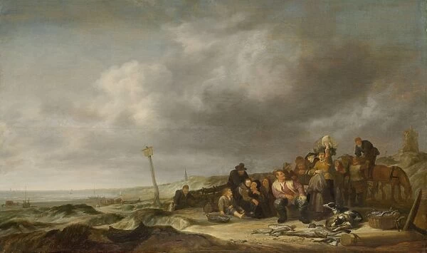 Beach with Fishermen, attributed to Simon de Vlieger, 1630 - 1653