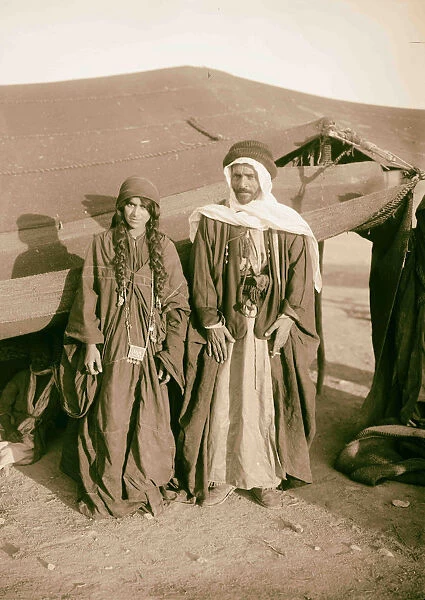 Bedouin couple front tent Adwan tribe 1898 Middle East