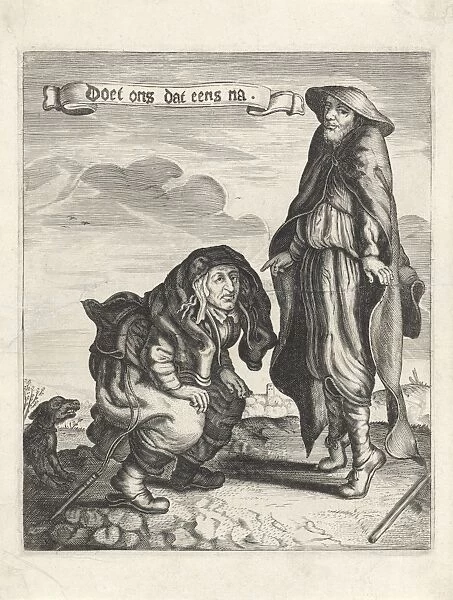 Beggars Couple with squatting woman and man on his toes, Adriaen Pietersz. van de Venne
