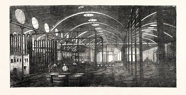 The Bromborough Pool Candle-Works, Interior View under Three Spans of Roof, 1854