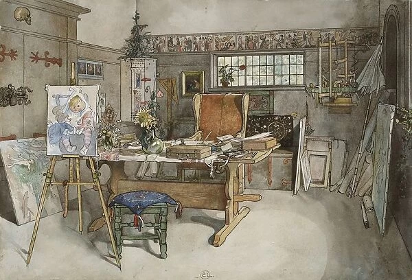 Carl Larsson Studio Home 26 watercolors painting For sale as Framed Prints,  Photos, Wall Art and Photo Gifts