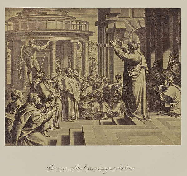 Cartoon Paul preaching Athens Attributed Leonida Caldesi