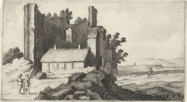 Chapel in ruins, print maker: Gillis van Scheyndel I, Antoine Perelle possibly, 1605