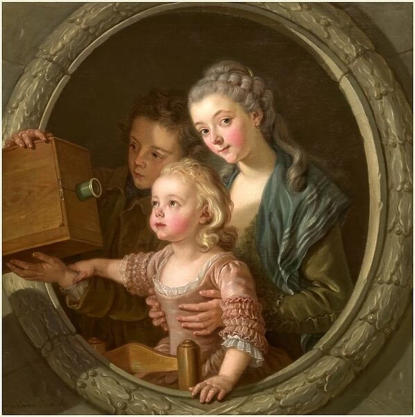 Charles Amedee Philippe Van Loo, The Camera Obscura, French, 1719-1795, 1764, oil