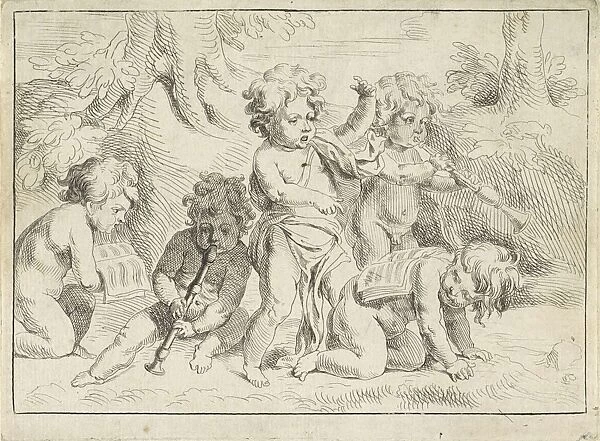 Five children playing music, Michiel Frans van der Voort, 1737-1777