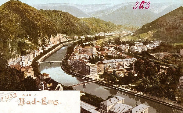 Colored Germany 1898 Rhineland-Palatinate Bad Ems