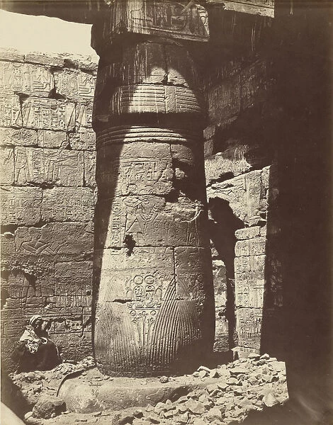 Column Second Courtyard Temple Ramesses III Karnak