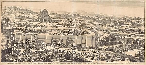 Construction of the Temple of Solomon, Jan Luyken, Willem Goeree, 1690