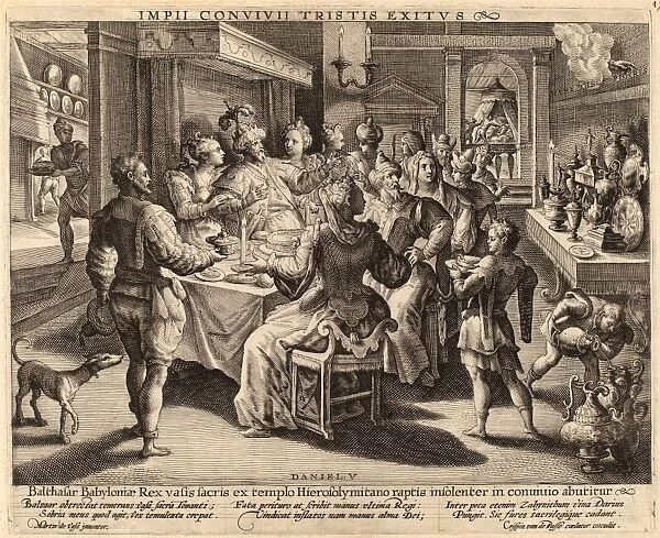 Crispijn de Passe I after Maarten de Vos (Dutch, c. 1565 - 1637), Belshazzars Feast