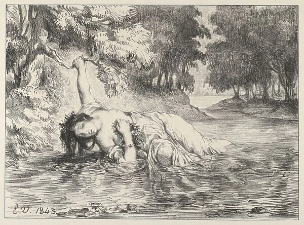 Death Ophelia 1843 Lithograph first state three
