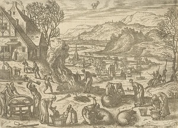 December, print maker: Pieter van der Borcht I, 1545 - 1608