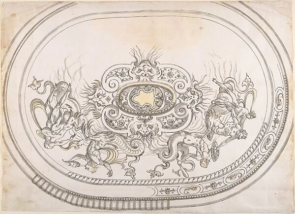 Design Platter Battling Tritons Sea Nymphs 16th century