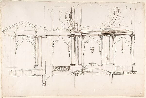Design Theater Interior 1700-1773 Pen brown ink