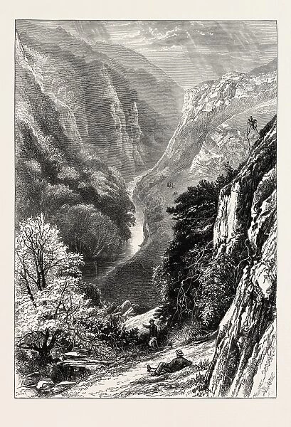IN DOVE DALE, UK, Great Britain, United Kingdom, 19th century engraving