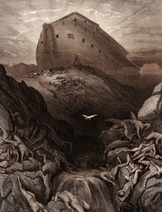 Framed Print : The Dove Sent Forth from the Ark Print, a colour engraving by Gustave Dore Framed Print : The Dove Sent Forth from the Ark Print, a colour engraving by Gustave Dore