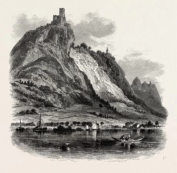Drachenfels. the Rhine, Germany, 19th century engraving