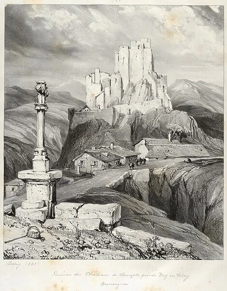 Drawings Prints, Print, Bouzols, Castle, Ruins, Puy, en, Delay, Voyages, pittoresques