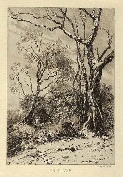Drawings Prints, Print, En Hiver. Artist, Tancrede Abraham, French, Vitre 1836-1895