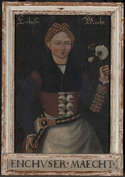 Enchuser Maecht Old painting lady flower oil on canvas