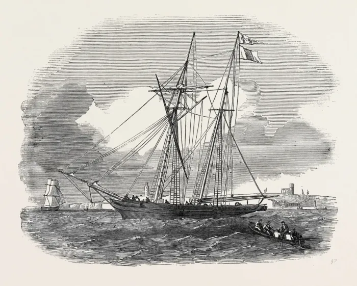 Framed Print : Azorian Orange Schooner Engraving Print