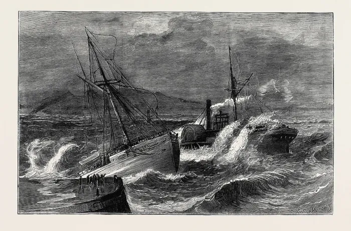 Framed Print : The Recent Gale, Wreck of the Steamer Chusan Print Framed Print : The Recent Gale, Wreck of the Steamer Chusan Print