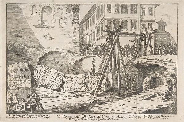 Excavation Obelisk Campo Marzo ca 1749 Etching