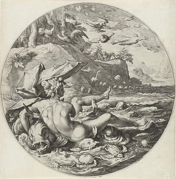Fifth day of Creation: Creation of the animals, Jan Harmensz. Muller, Hendrick Goltzius