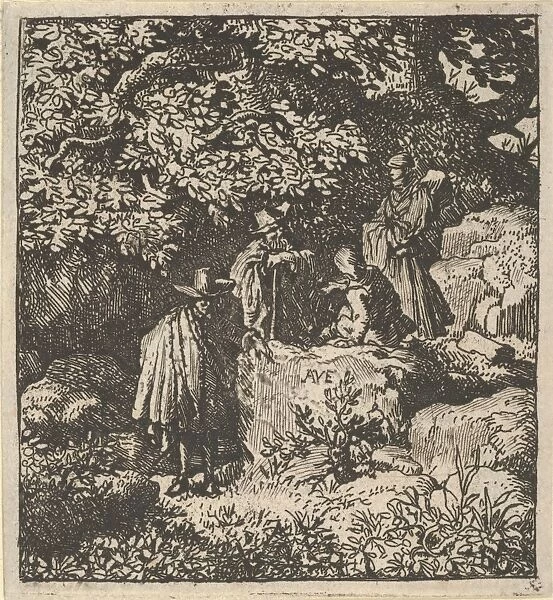Four Figures under Tree Engraving third state