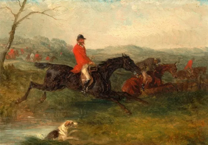 Framed Print : Foxhunting: Clearing a Brook Print Framed Print : Foxhunting: Clearing a Brook Print