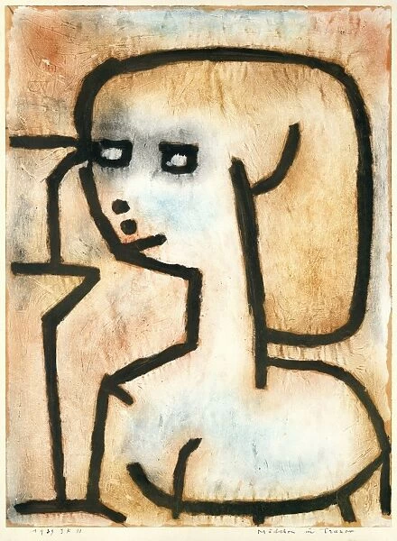 Girl Mourning 1939 Gouache pastel charcoal paper mounted