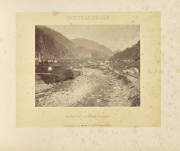 Gotthardbahn Landschaft unterhalb Giornico Adolphe Braun & Cie