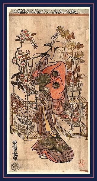 Hanauri, Flower vendor. Nishimura, Shigenaga, 1697-1756, artist, [between 1725 and 1730]