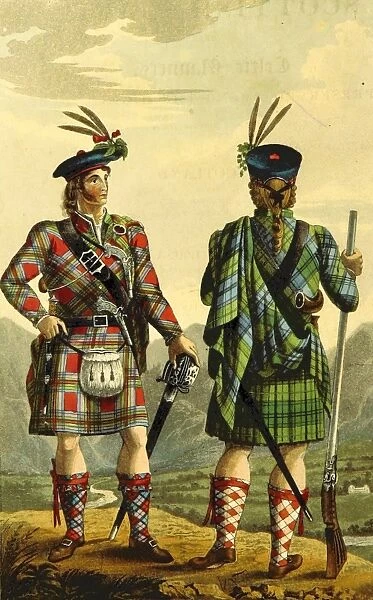 highland Chiefs dressed in the Stewart and the Gordon Tartans, The Scottish Gael