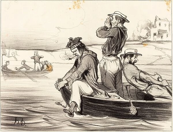 Honora Daumier (French, 1808 - 1879), Une Rencontre en pleine eau, 1843, lithograph