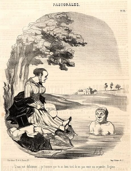 Honore Daumier (French, 1808 - 1879). L eau est delicieuse... 1845. From Pastorales