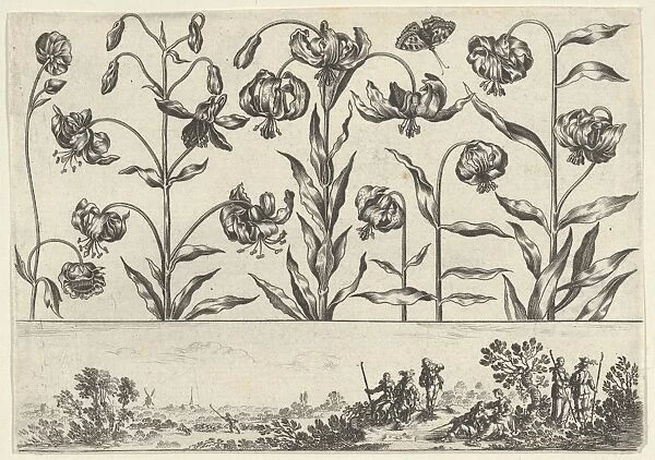 Horizontal Panel Row Flowers Frieze Figures Landscape