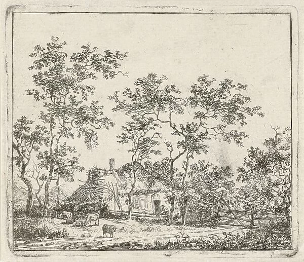 House with four sheep, Hermanus Fock, 1781 - 1822