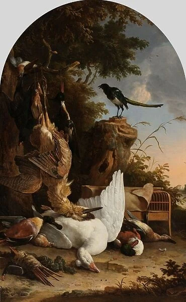 A Hunters Bag Tree Stump Magpie Contemplative Magpie