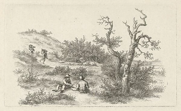 Illustrators in a dune landscape, Jacob Ernst Marcus, 1814