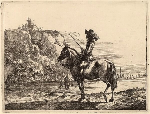 Jacob Duck (Dutch, c. 1600 - 1667), River Landscape with Horseman, etching
