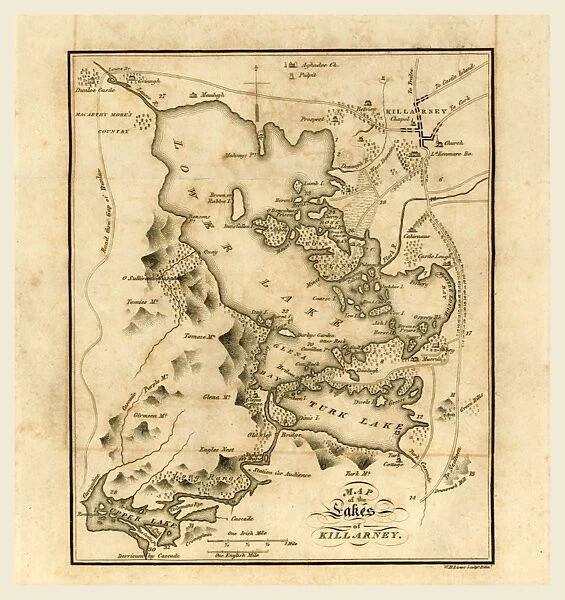 Killarney and the surrounding scenery, map of the lakes, 19th century, County Kerry