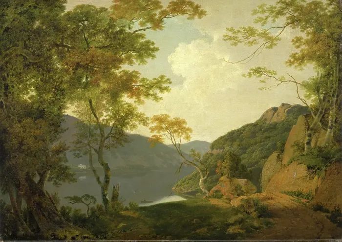 Framed Print : Lake Scene Print, 1790 Framed Print : Lake Scene Print, 1790
