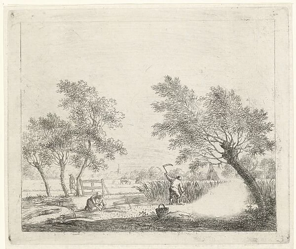 Landscape with corn harvest, Johannes Janson, 1783